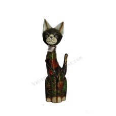 Wood Cat Black Golden Springs Neck 35 cm