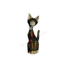 Wood Cat Black Golden Springs Neck 30 cm