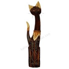 Wood Cat Mustache Antique Brown 100 cm