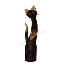 Wood Cat Mustache Antique Brown 80 cm