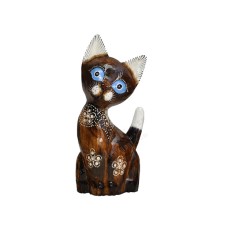 Wood Dwarf Cat Natural Brown Flower 30 cm