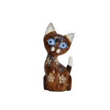 Wood Dwarf Cat Natural Brown Flower 25 cm