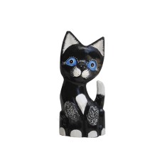 Wood Dwarf Cat Black White Antique 25 cm