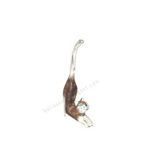 Wood Cat Stretching Brown White Wash 10 cm