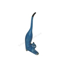 Wood Cat Stretching Blue Dots 20 cm