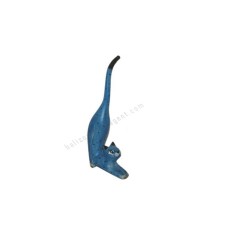 Wood Cat Stretching Blue Dots 10 cm