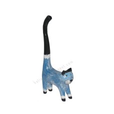 Wood Cat Long Tail Blue Black 20 cm