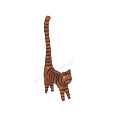 Wood Cat Long Tail Brown Stripes 20 cm