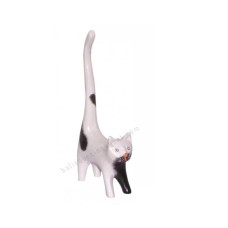 Wood Cat Long Tail White Black 20 cm