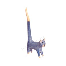 Wood Cat Long Tail Light Blue Cream 20 cm