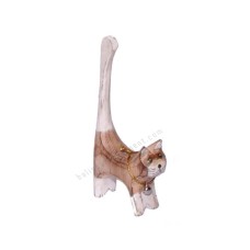 Wood Cat Ring Holder Burnt White 10 cm