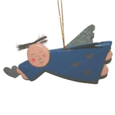 Wood Hanging Flying Blue Angel 17 cm