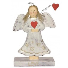 Wood White Wash Angel Love On Base 21 cm