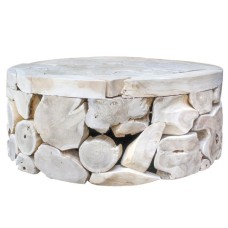 Mosaic Teak Coffee Table White Wash