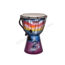 Wood Djembe Dolphins Purple Blue 50 cm