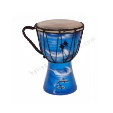 Wood Djembe Blue Dolphins Motif 50 cm