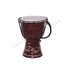 Wood Djembe Dark Brown Dolphins 30 cm