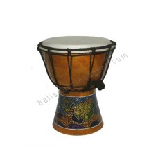 Wood Djembe Aboriginal Green Fish 20 cm