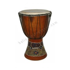 Wood Djembe Brown Abstract Painted 40 cm