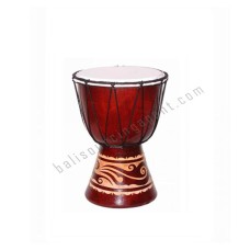 Wood Djembe Brown Carved Leaf 30 cm