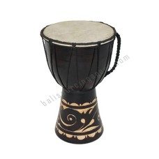 Wood Djembe Black Carved Leaf Motif 50 cm