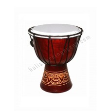 Wood Djembe Brown Carved Motif 25 cm