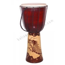 Wood Djembe Brown Carved Dragon 70 cm