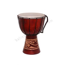 Wood Djembe Brown Carved Leaf 40 cm