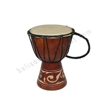 Wood Djembe Brown Carved Leaf 20 cm