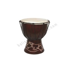 Wood Djembe Dark Brown Turtle 20 cm