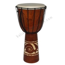 Wood Djembe Carved Leaf Brown 70 cm