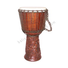 Wood Brown Djembe Carved Dragon 60 cm