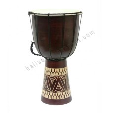 Wood Dark Brown Djembe Carved 60 cm