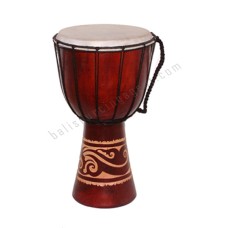 Wood Djembe Brown Carved Leaf 60 cm