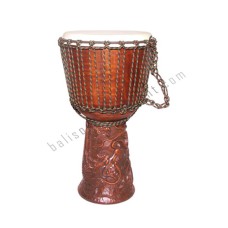 Wood Brown Djembe Carved Dragon 50 cm