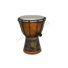 Wood Djembe Aboriginal Green Fish 30 cm