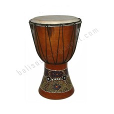 Wood Djembe Brown Abstract Painted 50 cm