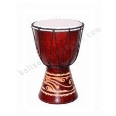 Wood Djembe Brown Carved Leaf 50 cm