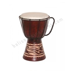 Wood Djembe Dark Brown Carved Leaf 40 cm