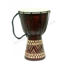 Wood Dark Brown Djembe Carved 50 cm