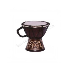 Wood Dark Brown Djembe Carved 12 cm