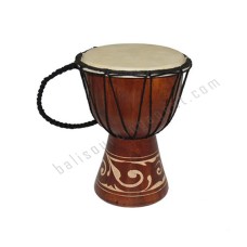 Wood Djembe Carved Leaf Brown 40 cm