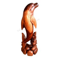 Wood Single Dolphin On Base 165 cm