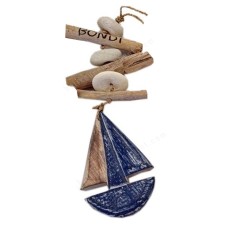 Wood Sailboat Driftwood Mobile 30 cm