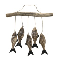 Wood Rustic Fish Driftwood Mobile 35 cm