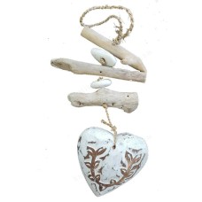 Wood White Heart Driftwood Mobile 35 cm