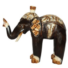 Handcrafted Wood Antique Black Elephant