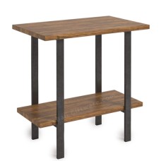 Rustic Teak Two Shelves End Table