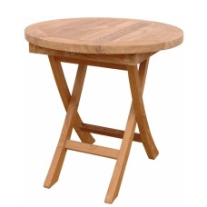 Folding Teak Round Side Table