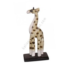 Carved Giraffe Natural With Dots 30 cm